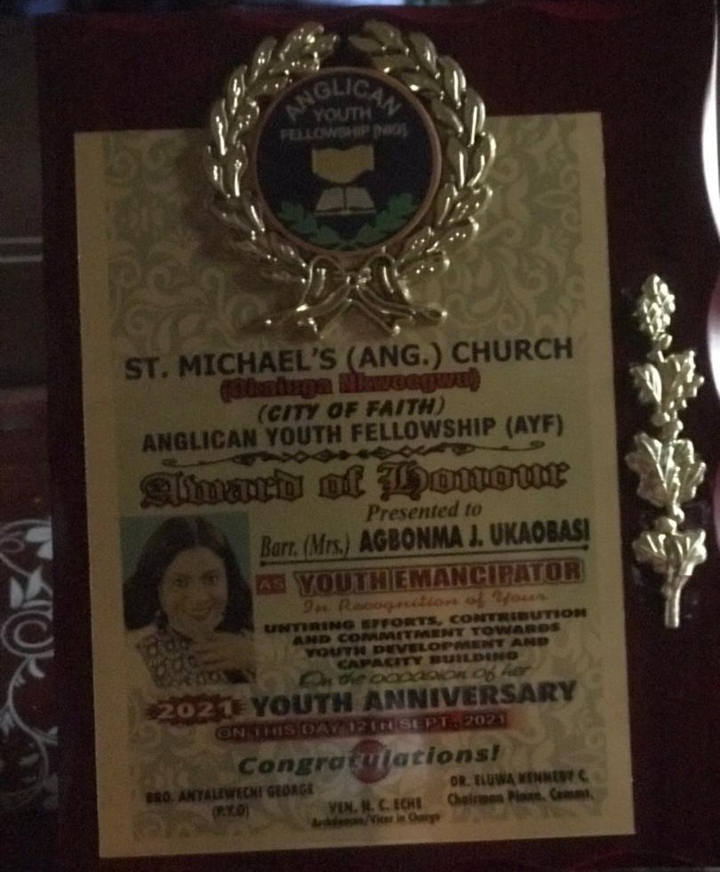 Anglican Youths Gives Accolade to YERF President
