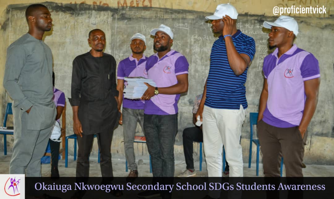 YERF SCHOOLS OUTREACH OKAIUGA NKWOEGWU SECONDARY SCHOOL UMUAHIA ABIA STATE ON THE 2030 SUTAINABLE DEVELOPEMENT GOALS (SDG) AND ALSO STUDENTS EMPOWERMENT BY DONATION OF EDUCATING MATERIALS