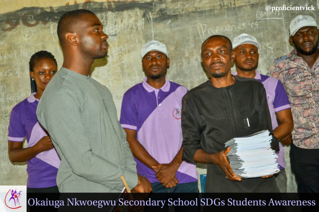YERF SCHOOLS OUTREACH OKAIUGA NKWOEGWU SECONDARY SCHOOL UMUAHIA ABIA STATE ON THE 2030 SUTAINABLE DEVELOPEMENT GOALS (SDG) AND ALSO STUDENTS EMPOWERMENT BY DONATION OF EDUCATING MATERIALS