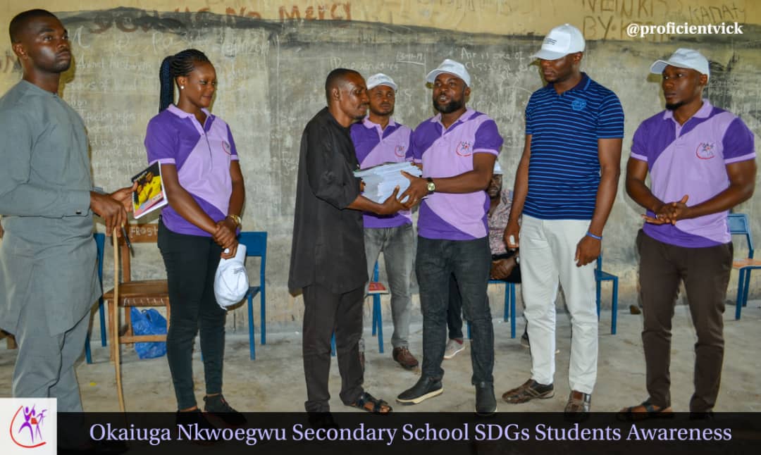 YERF SCHOOLS OUTREACH OKAIUGA NKWOEGWU SECONDARY SCHOOL UMUAHIA ABIA STATE ON THE 2030 SUTAINABLE DEVELOPEMENT GOALS (SDG) AND ALSO STUDENTS EMPOWERMENT BY DONATION OF EDUCATING MATERIALS