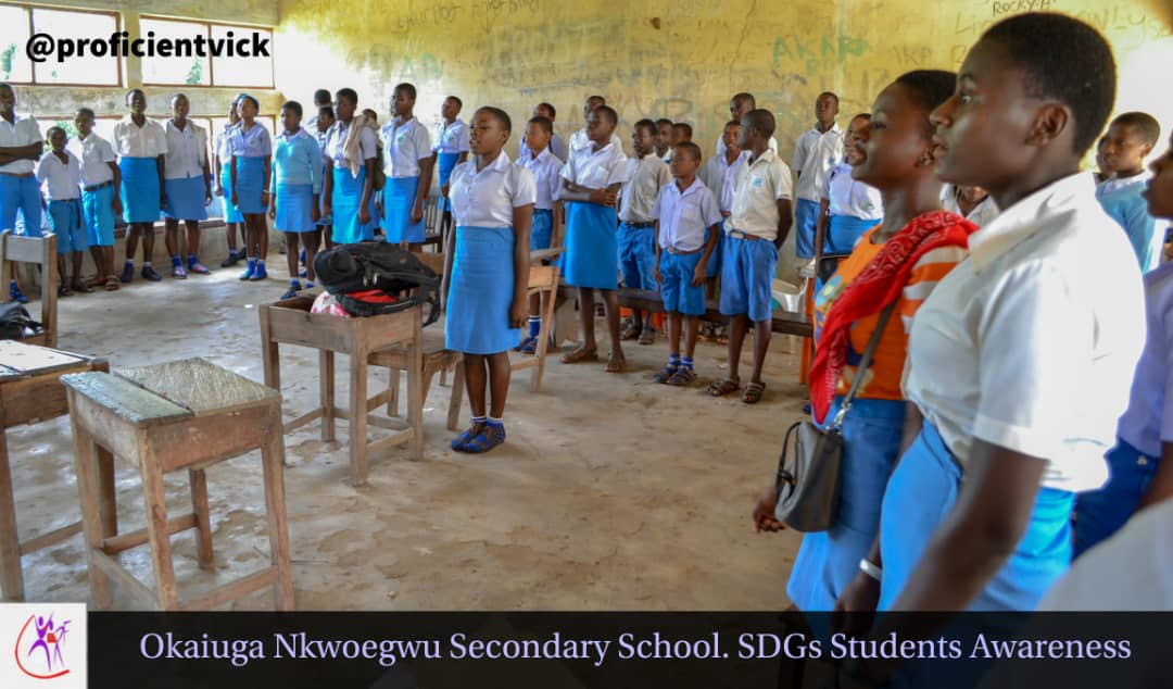 YERF SCHOOLS OUTREACH OKAIUGA NKWOEGWU SECONDARY SCHOOL UMUAHIA ABIA STATE ON THE 2030 SUTAINABLE DEVELOPEMENT GOALS (SDG) AND ALSO STUDENTS EMPOWERMENT BY DONATION OF EDUCATING MATERIALS