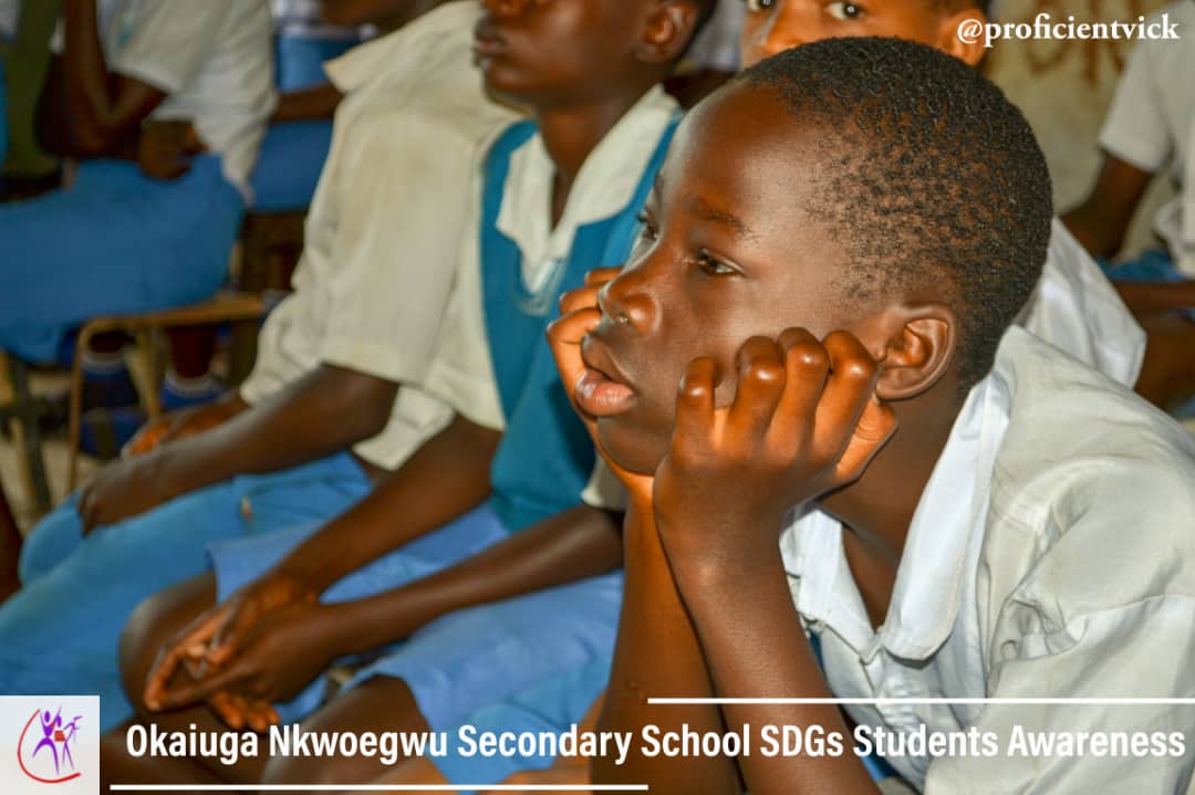 YERF SCHOOLS OUTREACH OKAIUGA NKWOEGWU SECONDARY SCHOOL UMUAHIA ABIA STATE ON THE 2030 SUTAINABLE DEVELOPEMENT GOALS (SDG) AND ALSO STUDENTS EMPOWERMENT BY DONATION OF EDUCATING MATERIALS